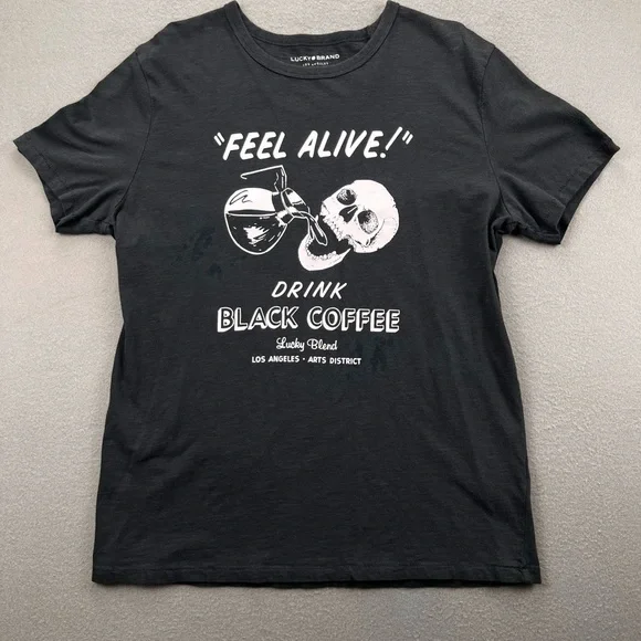 Lucky Brand Men’s Graphic Tee – “Feel Alive. Drink Black Coffee” Size Large - Picture 1 of 10